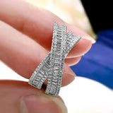 Luxury 925 Silver Diamond Ring Cross Wedding for Women Fine Jewelry