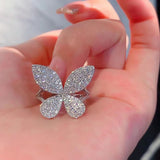 Dazzling Butterfly Full Paved Ring for Women Zircon Party Jewelry