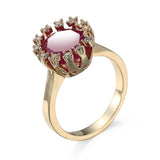 Thin Red Corundum Wedding Ring For Women Gold Eternity Jewelry