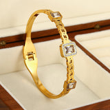 Zircon Heart Bamboo Bangle Bracelet for Women Wedding Jewelry