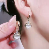 Luxury Zircon Water Drop Earrings for Women Opal Flower Jewelry