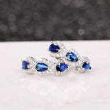 Luxury Blue Zircon Hoop Earrings Wedding Party for Women Jewelry