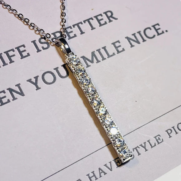 One Line Sapphire Pendant Necklace for Women Dazzling Wedding Jewelry