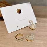Classic Pearl Heart Dangle Earrings For Women Wedding Jewelry