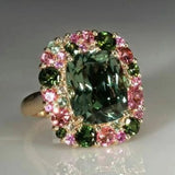 Big Green Zircon Ring for Women Wedding Engagement Party Jewelry