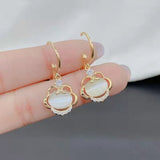 Luxury Zircon Water Drop Earrings for Women Opal Flower Jewelry