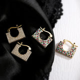 Luxury Bohemian Charm Hoop Earrings Rectangle Vintage Women Jewelry