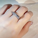 Hollow Out Diamond Ring 925 Silver Women Party Jewelry