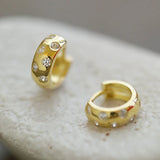 Inlaid Vintage Gold Hoop Earrings for Women Statement Jewelry