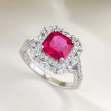 Red Ruby Gemstone Ring 925 Sterling Silver For Women Wedding Fine Jewelry