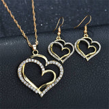 Luxury Double Heart Jewelry Set For Women Wedding Gold Jewelry