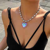 Big Love Heart Pendant Necklace for Women Anniverssary Jewelry