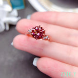 Red Moissanite Gold Ring Women Engagement Jewelry