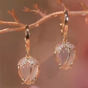 Vintage Opal Sun Flower Earrings for Women Pendant Party Jewelry