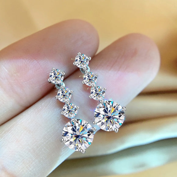 Luxury Moissanite Drop Earrings For Women Wedding Jewelry