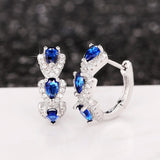Luxury Blue Zircon Hoop Earrings Wedding Party for Women Jewelry