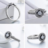 Antique Silver Clear Zircon Ring Wedding Women Jewelry - Genuine - Gemstone