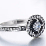 Antique Silver Clear Zircon Ring Wedding Women Jewelry - Genuine - Gemstone