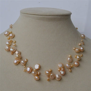 Baroque Freshwater Pearl Necklace Wedding Women Jewelry - Genuine - Gemstone