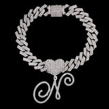 Bling Initial Letter Bracelet for Women Cuban Chain Jewelry - Genuine - Gemstone