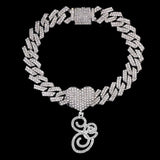 Bling Initial Letter Bracelet for Women Cuban Chain Jewelry - Genuine - Gemstone