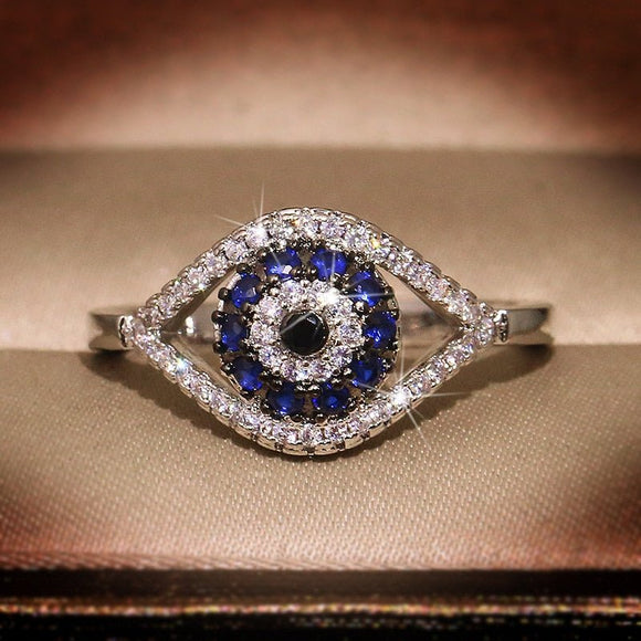 Blue Gemstone Ring Charm Zircon Silver Wedding For Women Jewelry - Genuine - Gemstone