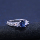 Blue Sapphire Engagement Ring For Women Bridal Jewelry - Genuine - Gemstone