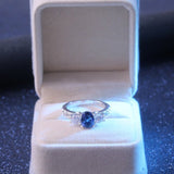 Blue Sapphire Engagement Ring For Women Bridal Jewelry - Genuine - Gemstone