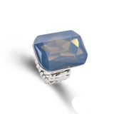 Blue Topaz Gemstone Ring for Women Elastic Engagement Jewelry - Genuine - Gemstone