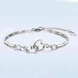 Charm Heart Bracelet Bangle 925 sterling silver Women Wedding Jewelry - Genuine - Gemstone