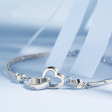 Charm Heart Bracelet Bangle 925 sterling silver Women Wedding Jewelry - Genuine - Gemstone