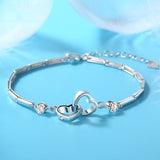 Charm Heart Bracelet Bangle 925 sterling silver Women Wedding Jewelry - Genuine - Gemstone