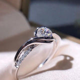 Classic White Sapphire Engagement Ring Women Wedding Jewelry - Genuine - Gemstone