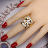 Cross Line Zircon Ring Women Anniverssary Bridal Jewelry - Genuine - Gemstone