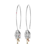 Fresh Bell Flower Dangle Earrings Silver For Women Fine Jewelry - Genuine - Gemstone