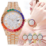 Full Diamond Belt Watch Women Roman literal Party Jewelry - Genuine - Gemstone