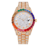 Full Diamond Belt Watch Women Roman literal Party Jewelry - Genuine - Gemstone