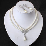 Gold Bridal Pearl Jewelry Set Necklace Earrings Wedding jewellery for women - Genuine - Gemstone