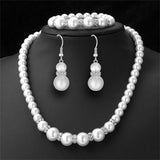 Gold Bridal Pearl Jewelry Set Necklace Earrings Wedding jewellery for women - Genuine - Gemstone