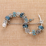 Heart Blue Gem Bangle Bracelet Pendant Charms Elegant Women's Gift - Genuine - Gemstone