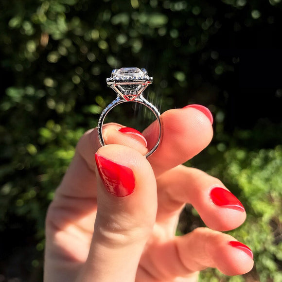 Luxurious Zircon Ring for Women Square AAA Statement Jewelry Wedding - Genuine - Gemstone