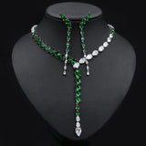 Luxury 2PCS Emerald Bridal Jewelry Set For Women Wedding Jewelry - Genuine - Gemstone