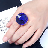 Luxury Blue Sapphire Ring 10K Yellow Gold for Women Jewelry - Genuine - Gemstone