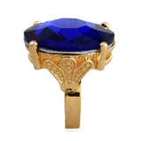 Luxury Blue Sapphire Ring 10K Yellow Gold for Women Jewelry - Genuine - Gemstone