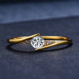 Luxury Brand White Zircon Ring Wedding 10K Gold for Women Jewelry - Genuine - Gemstone