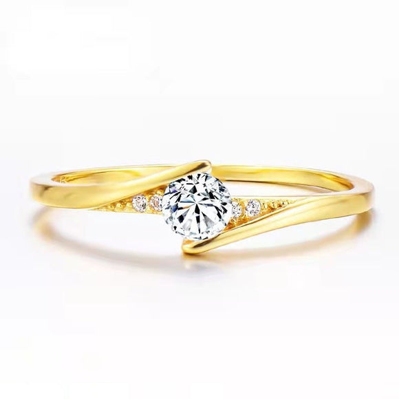 Luxury Brand White Zircon Ring Wedding 10K Gold for Women Jewelry - Genuine - Gemstone