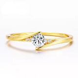 Luxury Brand White Zircon Ring Wedding 10K Gold for Women Jewelry - Genuine - Gemstone