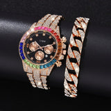 Luxury Diamond Watch Bracelet Set Women Party Anniverssary Jewelry - Genuine - Gemstone