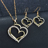 Luxury Double Heart Jewelry Set For Women Wedding Gold Jewelry - Genuine - Gemstone