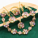 Luxury Flower Zircon Jewelry Set For Women Gold Wedding Jewelry Set - Genuine - Gemstone